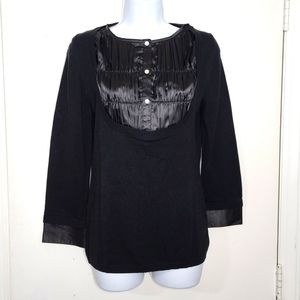 Vintage 90s MAX EDITION Size Medium Black Layered Look Satin Bib‎ Sweater